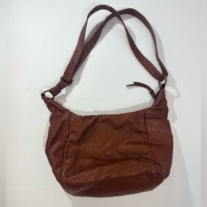 SCARLETON Faux Leather Crescent Shoulder Hobo Bag Boho Cocoa Brown